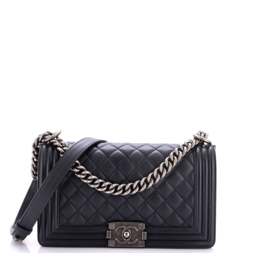 Chanel Old Medium Boy Flap Bag Quilted Calfskin
